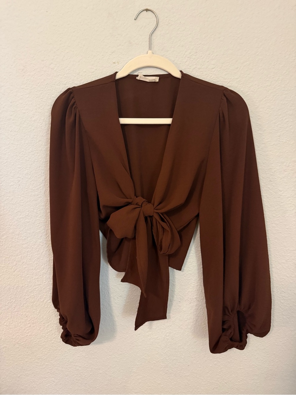 Altar'd State Chocolate Brown Tie-Front Crop Top